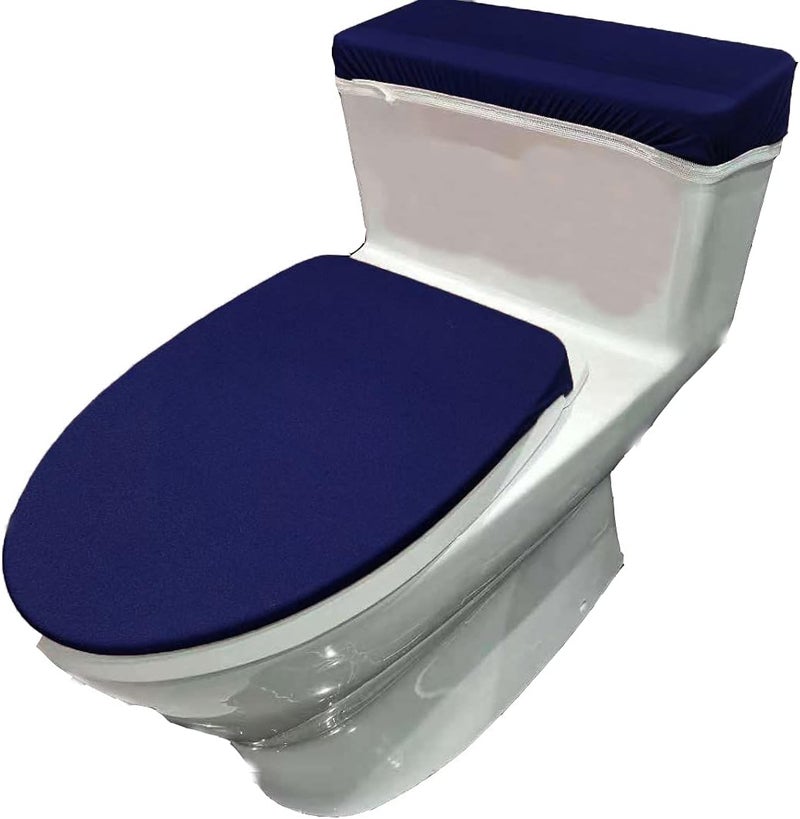 Velvet Toilet Lid Cover and Toilet Tank Lid Cover Fabric Cover for A Lid Toilet Tank Navy Blue